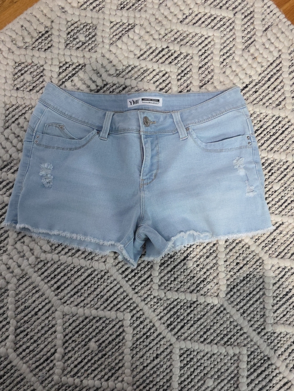 YMI Light Blue Distressed Denim Cutoff Shorts
